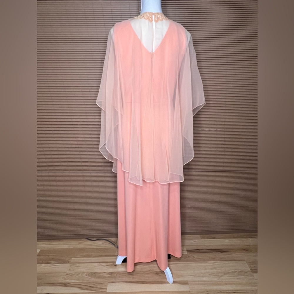 Miss Rubette Vintage Cape dress Formal peach orange - Picture 7 of 15